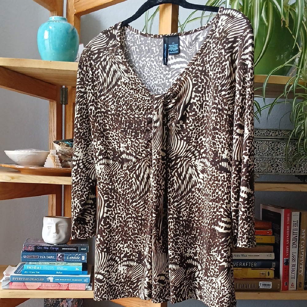 Saint Tropez West Relaxed Cream 3/4 Sleeve Blouse